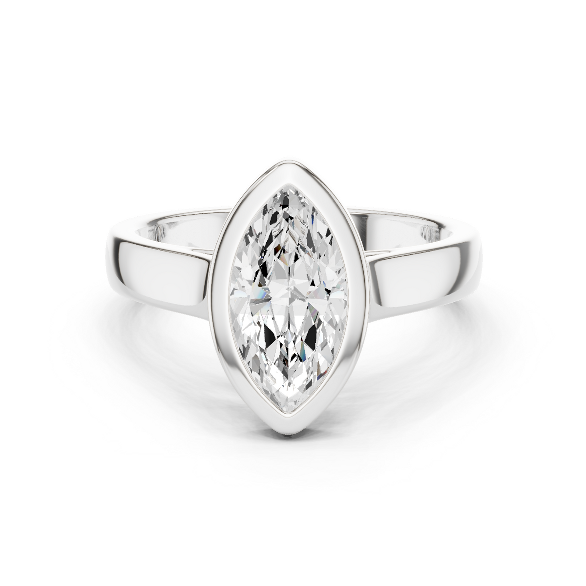 Gold 2Ct Bezel Solitaire Marquise Lab Grown Diamond Vyone Ring