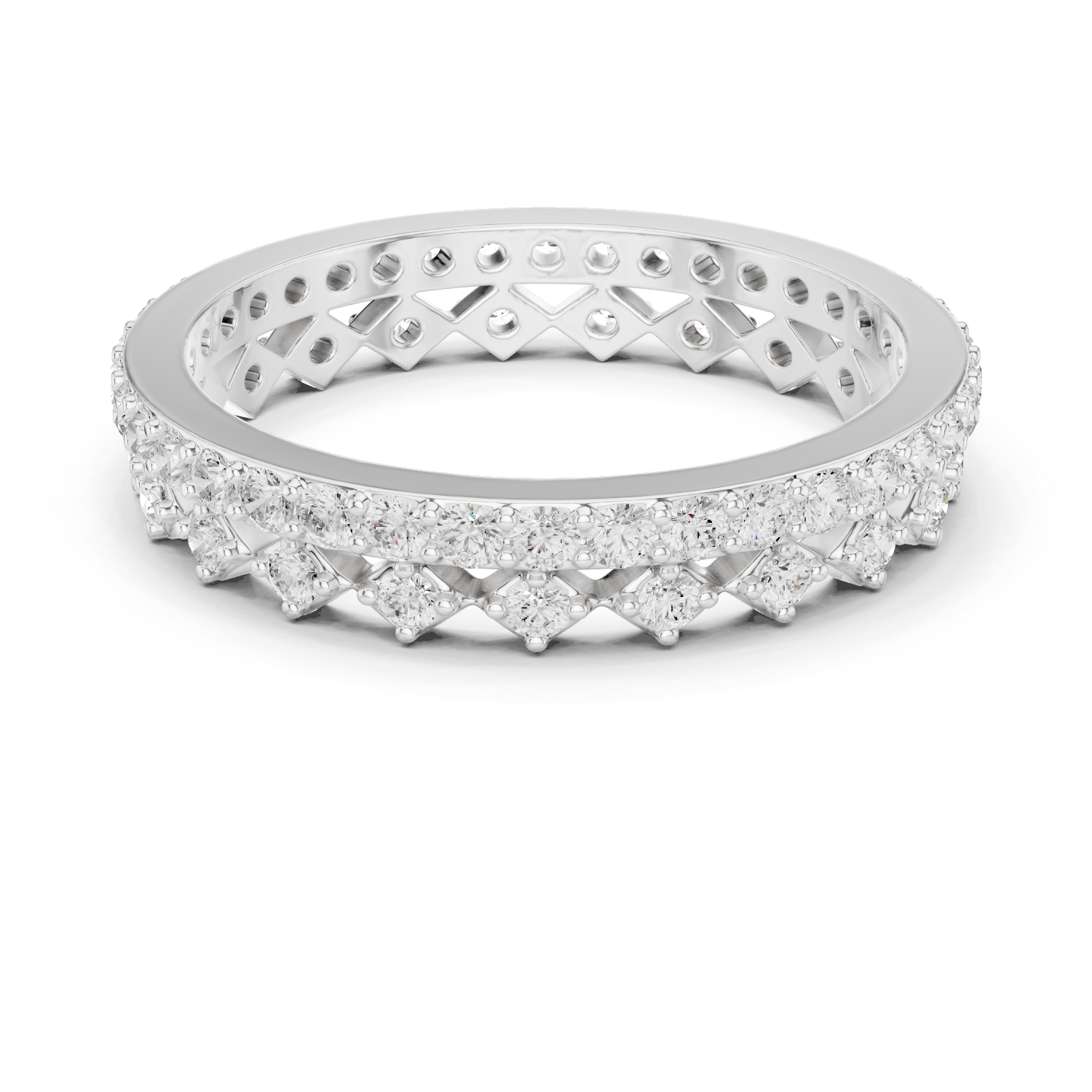 Gold 1Ct Double Pave Crown Design Round Lab Grown Diamond Oryxis Ring