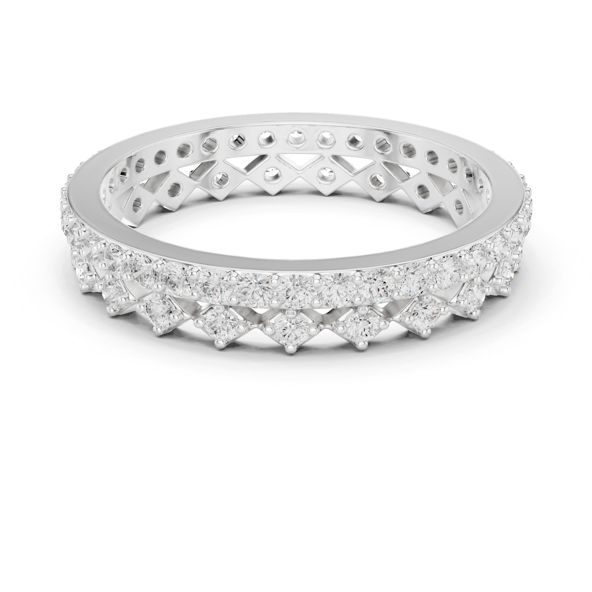 Gold 1Ct Double Pave Crown Design Round Lab Grown Diamond Oryxis Ring