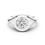 Gold 2Ct Bezel Bold Round Lab Grown Diamond Alvyra Ring