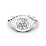 Gold 2Ct Bezel Bold Cushion Lab Grown Diamond Zyvian Ring