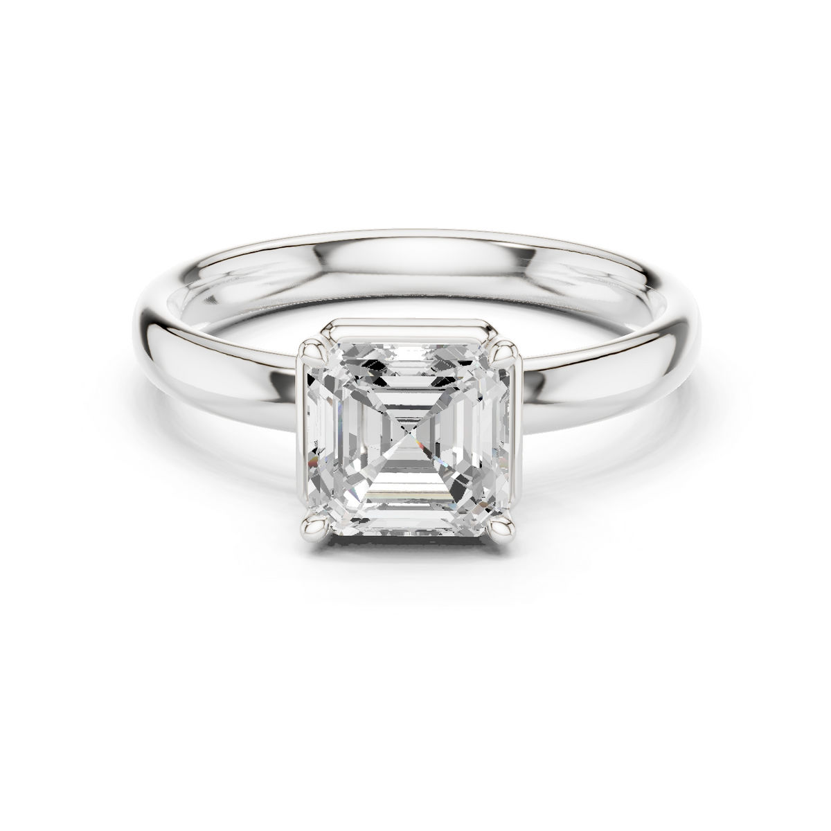 Gold 1 50Ct Solitaire Classic Asscher Lab Grown Diamond Xelra Ring
