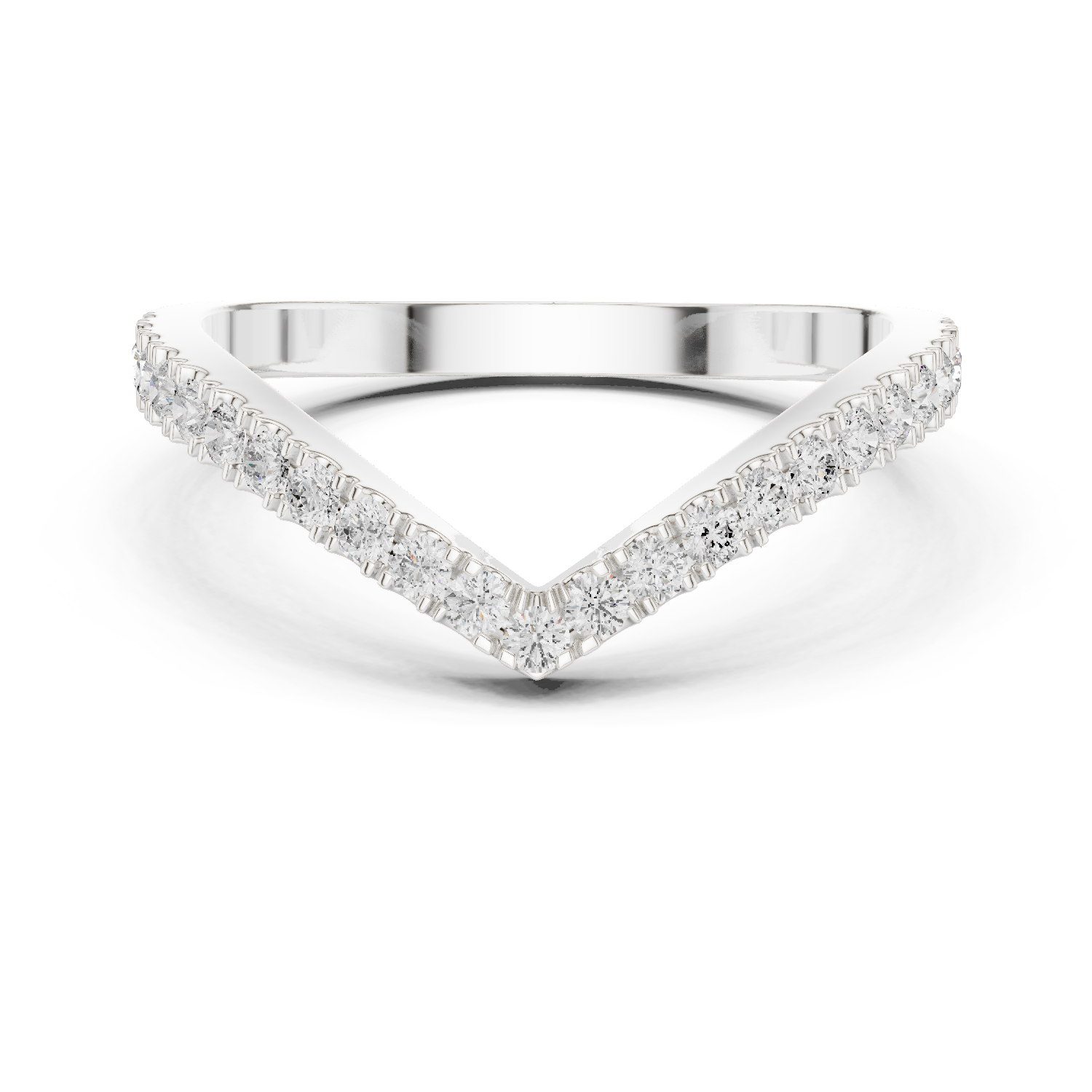 Gold Channel V Shaped Band Round Lab Grown Diamond Selia Ring