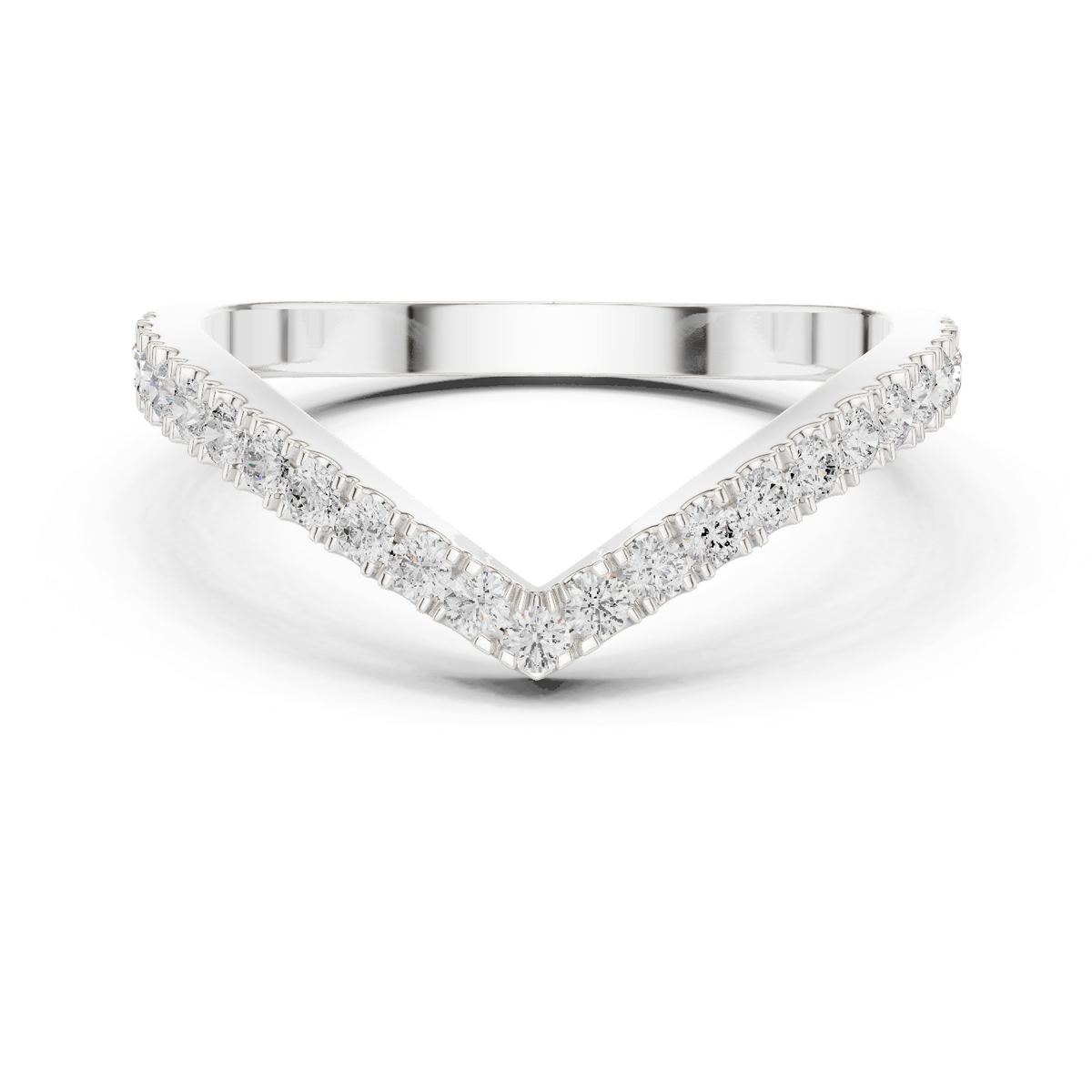 Gold Channel V Shaped Band Round Lab Grown Diamond Selia Ring