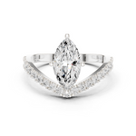 Gold 1Ct Pave Chevron Marquise Lab Grown Diamond Qirel Ring