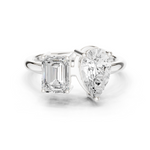 Gold 2Ct Emerald Pear Toi Et Moi Lab Grown Diamond Averix Ring