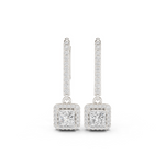Gold Halo Drop Setting Princess Lab Grown Diamond Ardia Earring