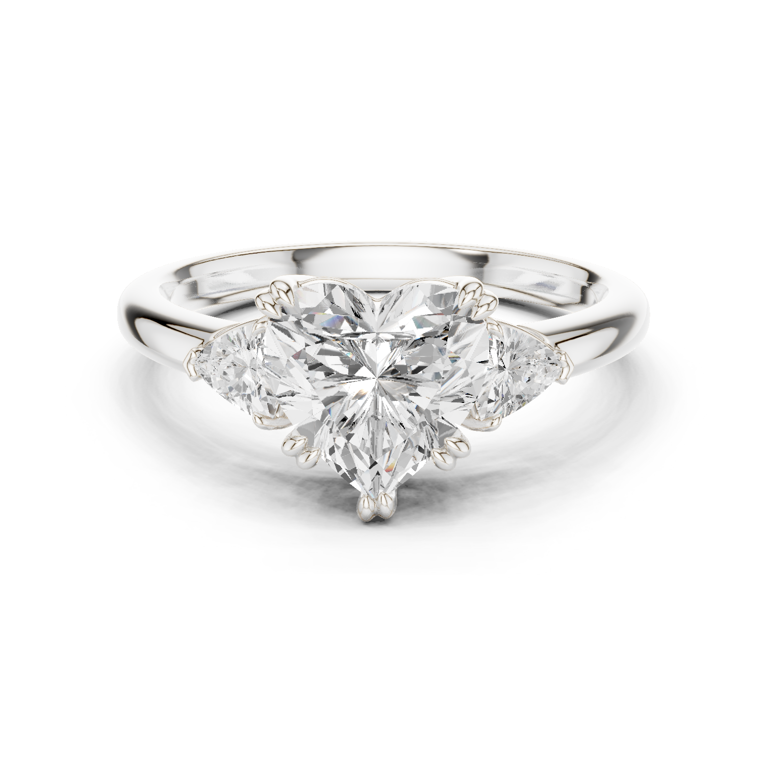 Gold 2 5Ct Three Stone Prong Solitaire Heart Lab Grown Diamond Korin Ring