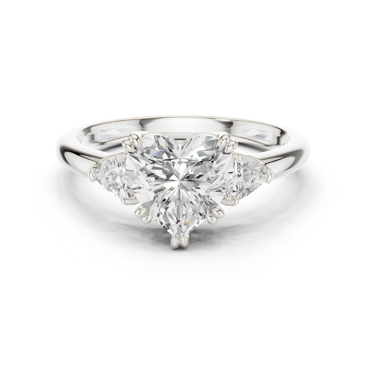 Gold 2 5Ct Three Stone Prong Solitaire Heart Lab Grown Diamond Korin Ring