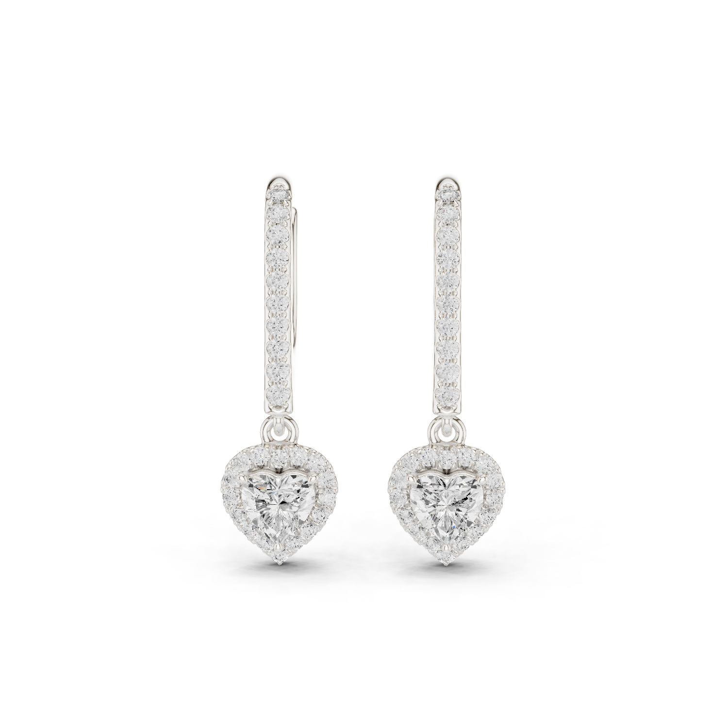 Gold Halo Drop Setting Heart Lab Grown Diamond Solyn Earring