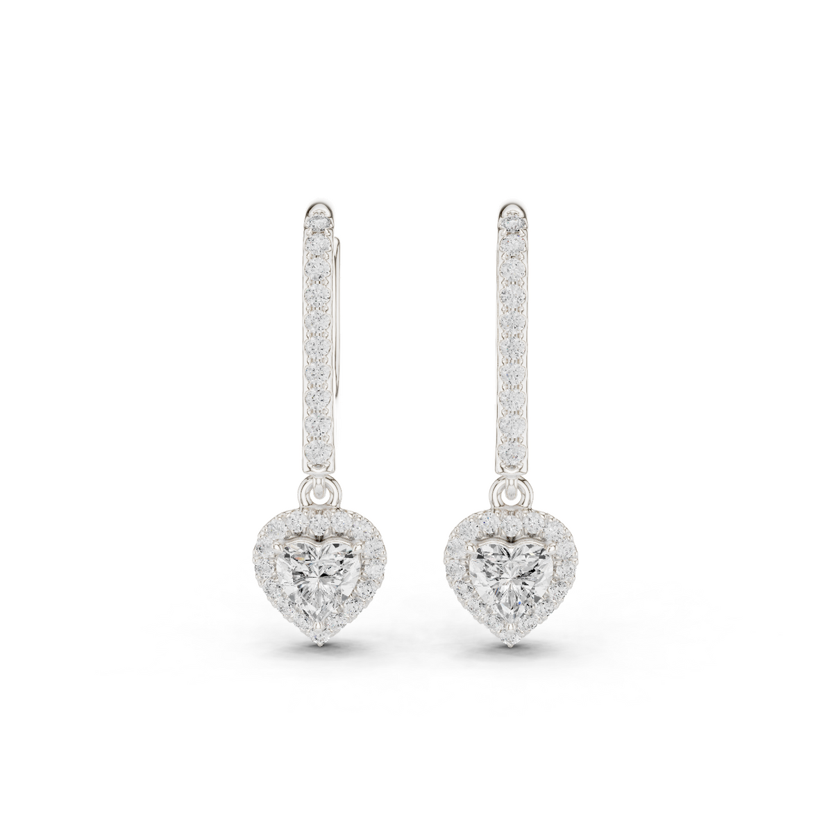 Gold Halo Drop Setting Heart Lab Grown Diamond Solyn Earring