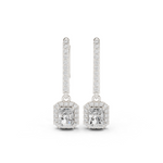 Gold Halo Drop Setting Radiant Lab Grown Diamond Sarela Earring