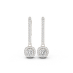 Gold Halo Drop Setting Cushion Lab Grown Diamond Elarra Earring
