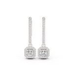 Gold Halo Drop Setting Asscher Lab Grown Diamond Aurea Earring