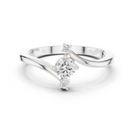 Gold Floral Cluster Prong Round Lab Grown Diamond Arxel Ring