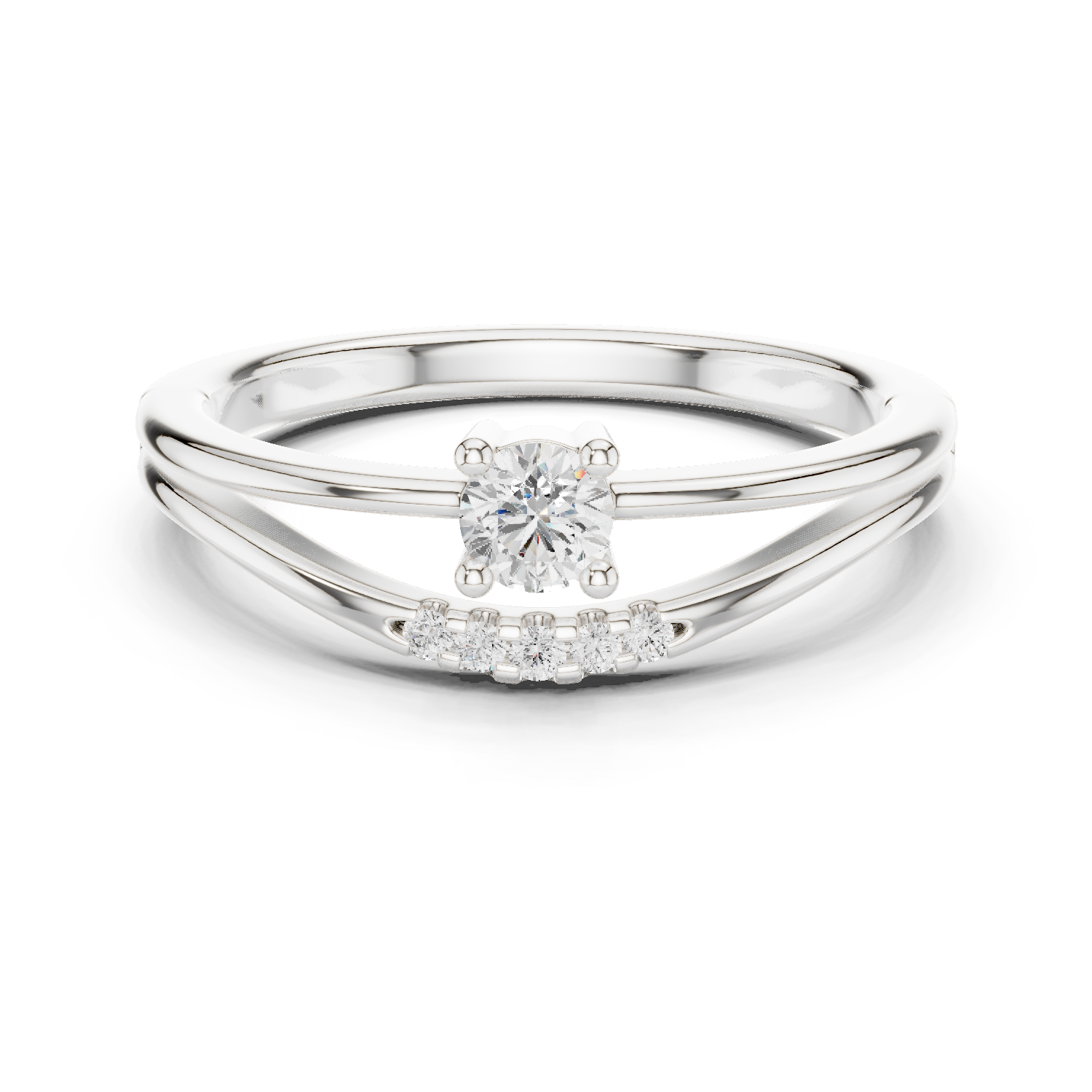Gold Pave Setting Round Lab Grown Diamond Elora Ring