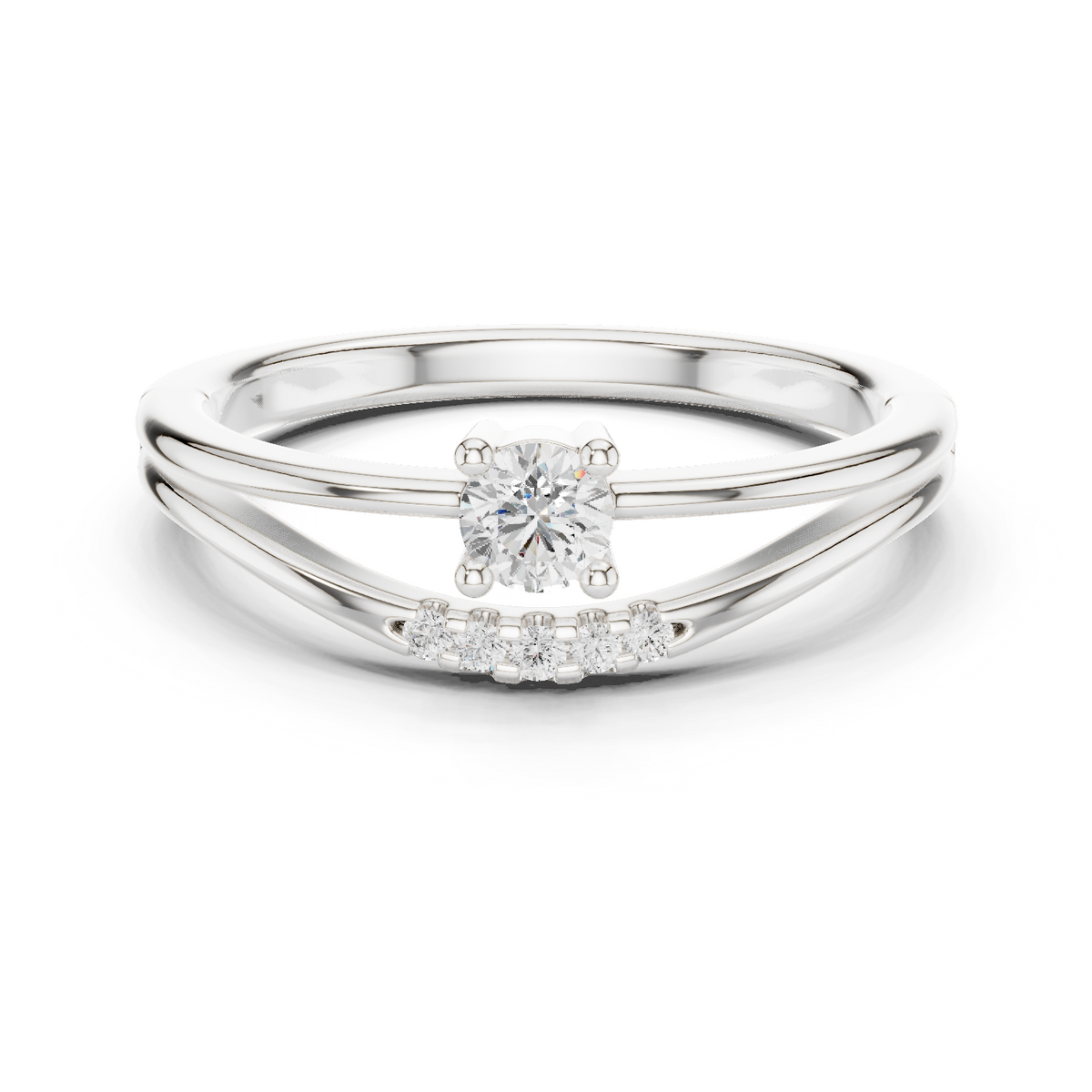 Gold Pave Setting Round Lab Grown Diamond Elora Ring
