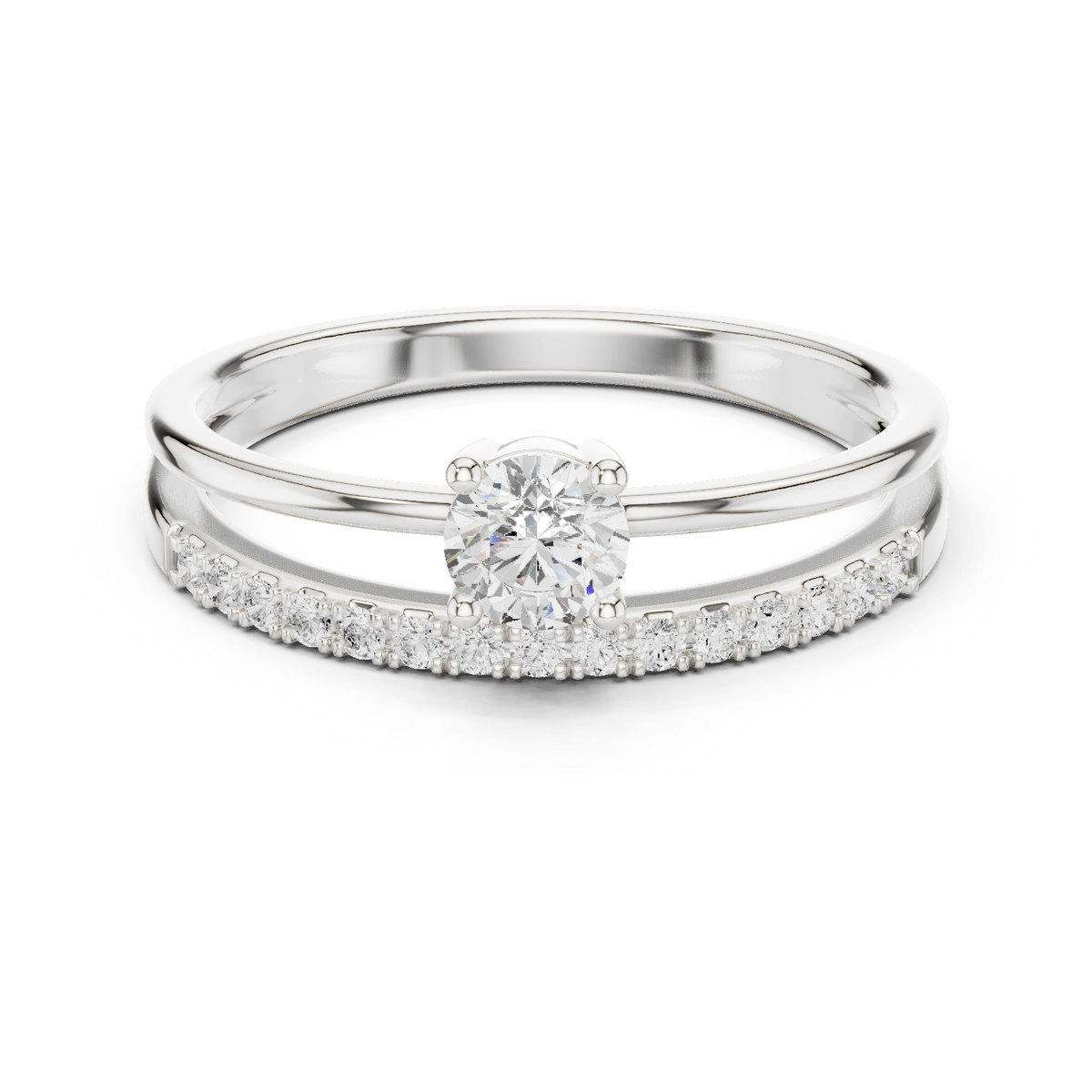 Gold Channel With Solitaire Round Lab Grown Diamond Nirel Ring