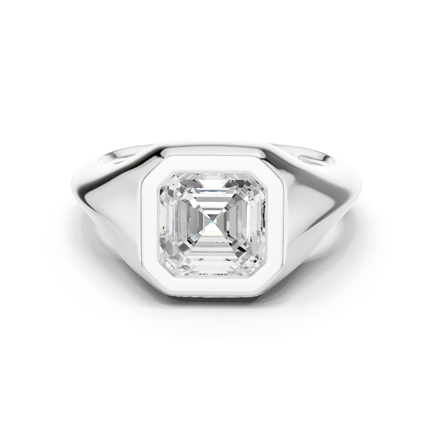Gold 2Ct Bezel Bold Asscher Lab Grown Diamond Zerelle Ring