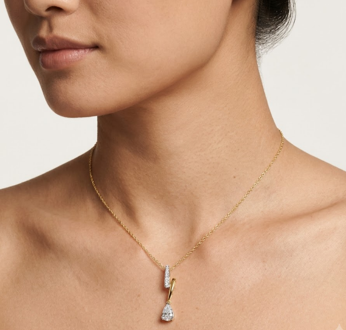 Pear Drop Lab Grown Diamond Pendant Wren Necklace