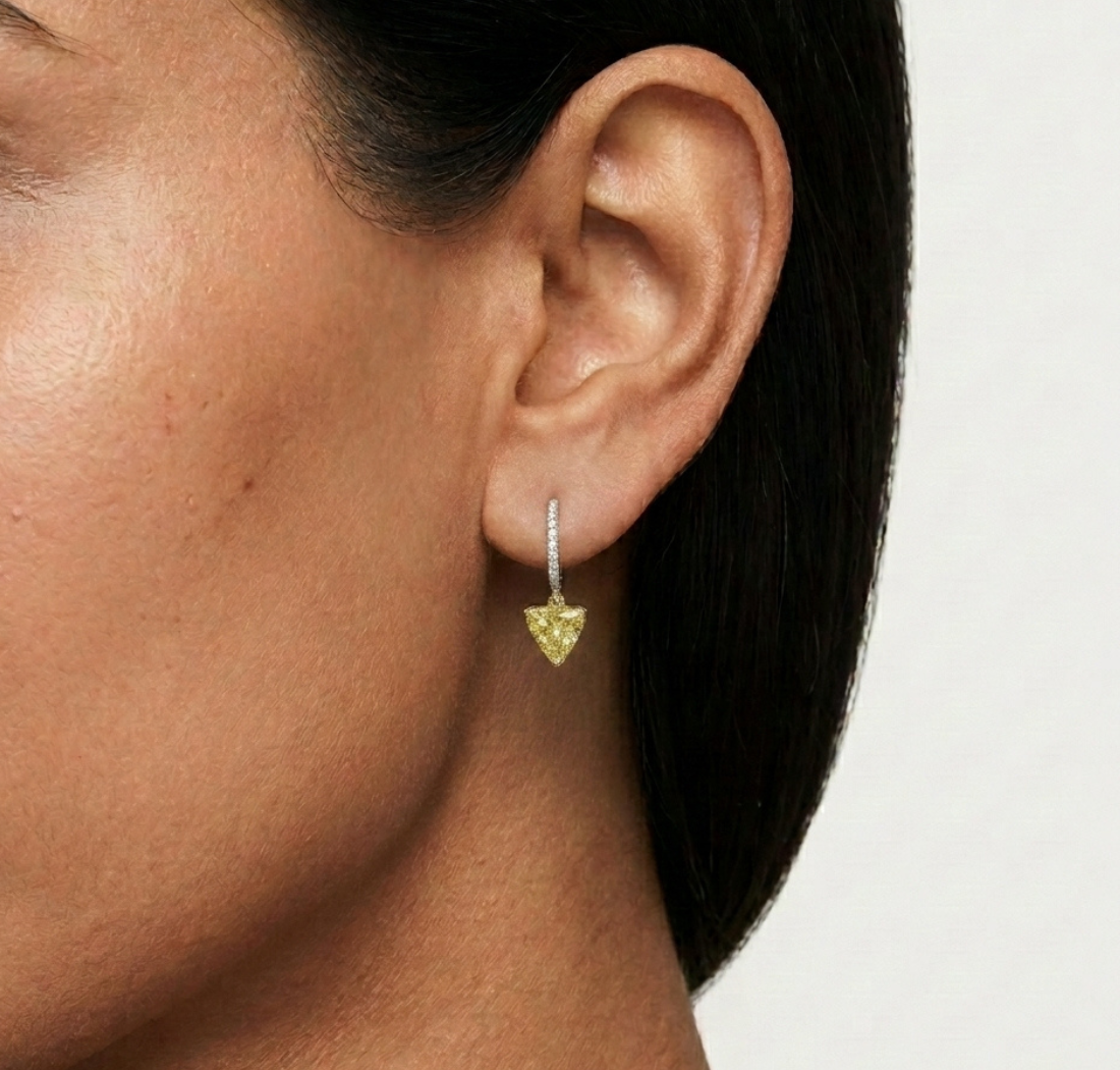 Gold 3Ct Trillion Drop Bar Lab Grown Diamond Xavieal Earring