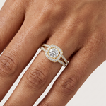 Gold 1Ct Halo Split Shank Round Lab Grown Diamond Xavyn Ring