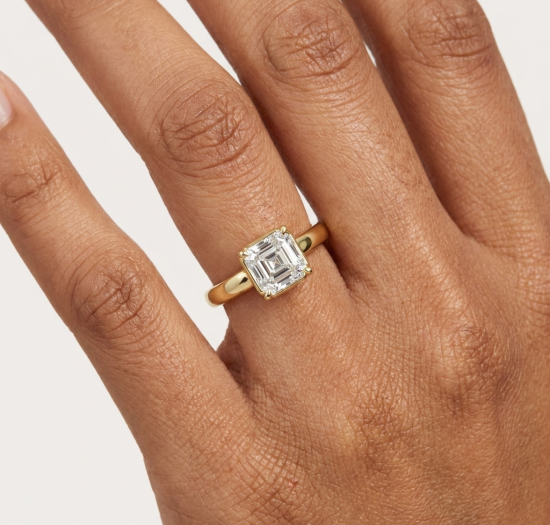 Gold 1 50Ct Solitaire Classic Asscher Lab Grown Diamond Xelra Ring