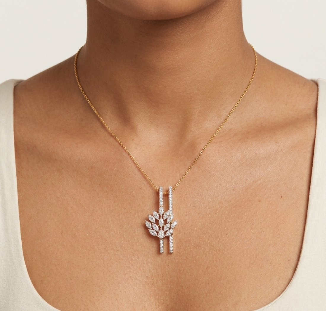 Gold 1Ct Cluster Marquise Lab Grown Diamond Xerelle Pendant
