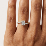 Gold Pave Solitaire Four Prong Emerald Lab Grown Diamond Xerin Ring