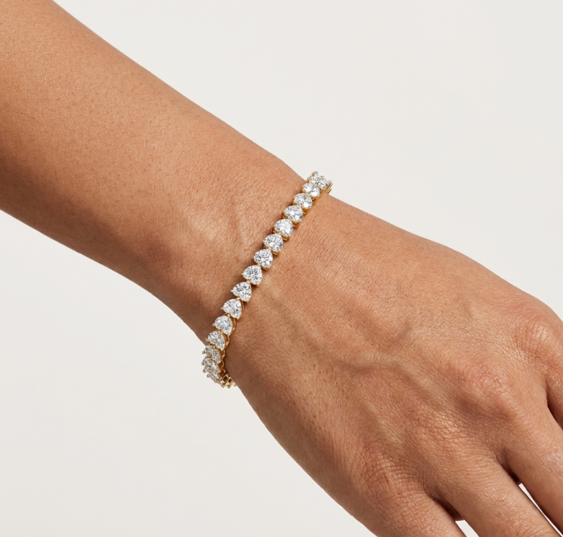 Gold 7Ct Tennis Heart Lab Grown Diamond Xyrene Bracelet