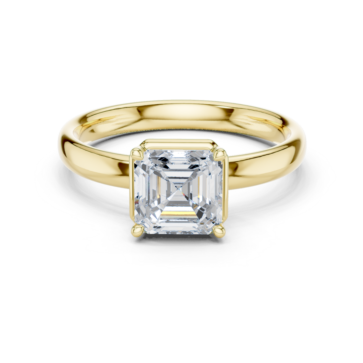 Gold 1 50Ct Solitaire Classic Asscher Lab Grown Diamond Xelra Ring