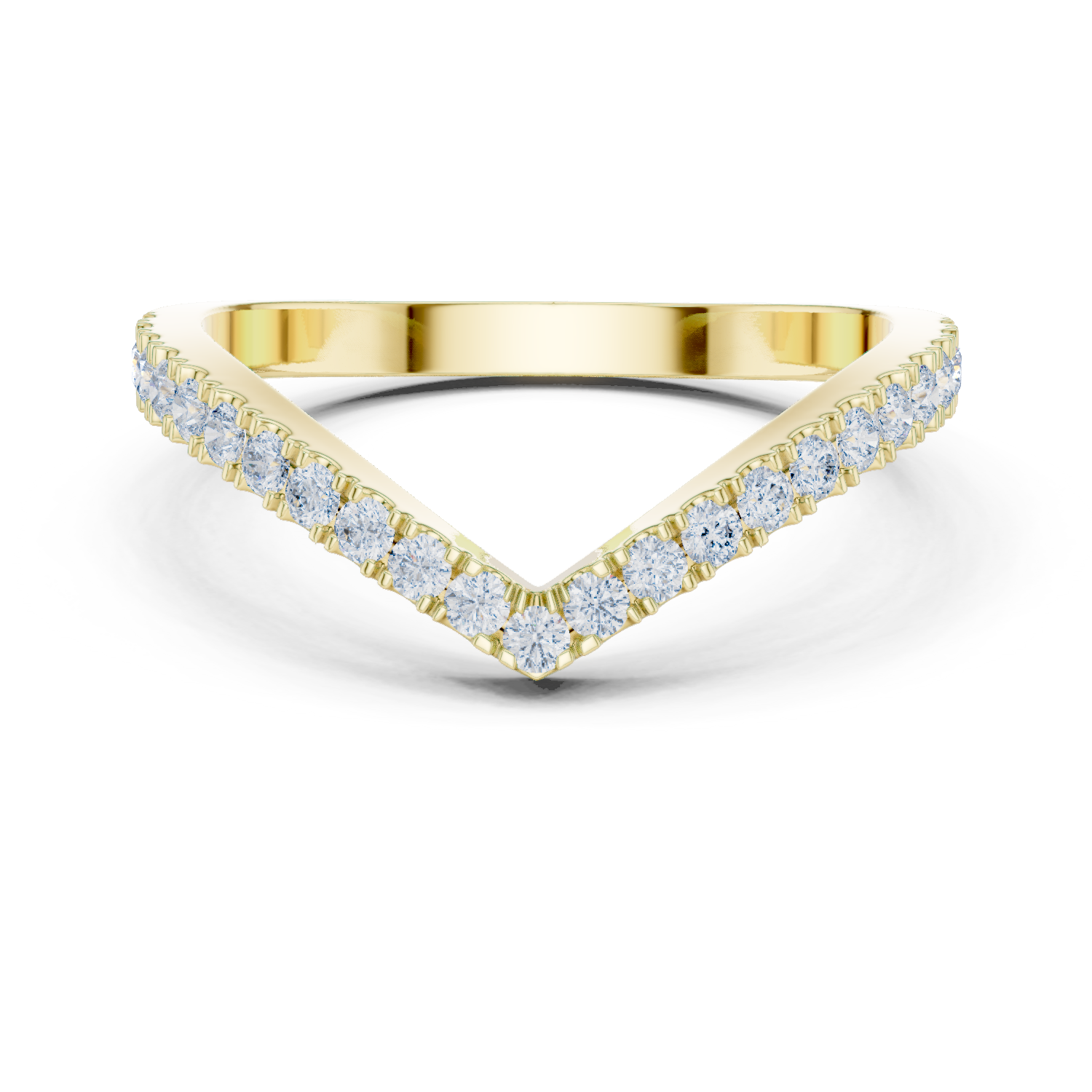 Gold Channel V Shaped Band Round Lab Grown Diamond Selia Ring