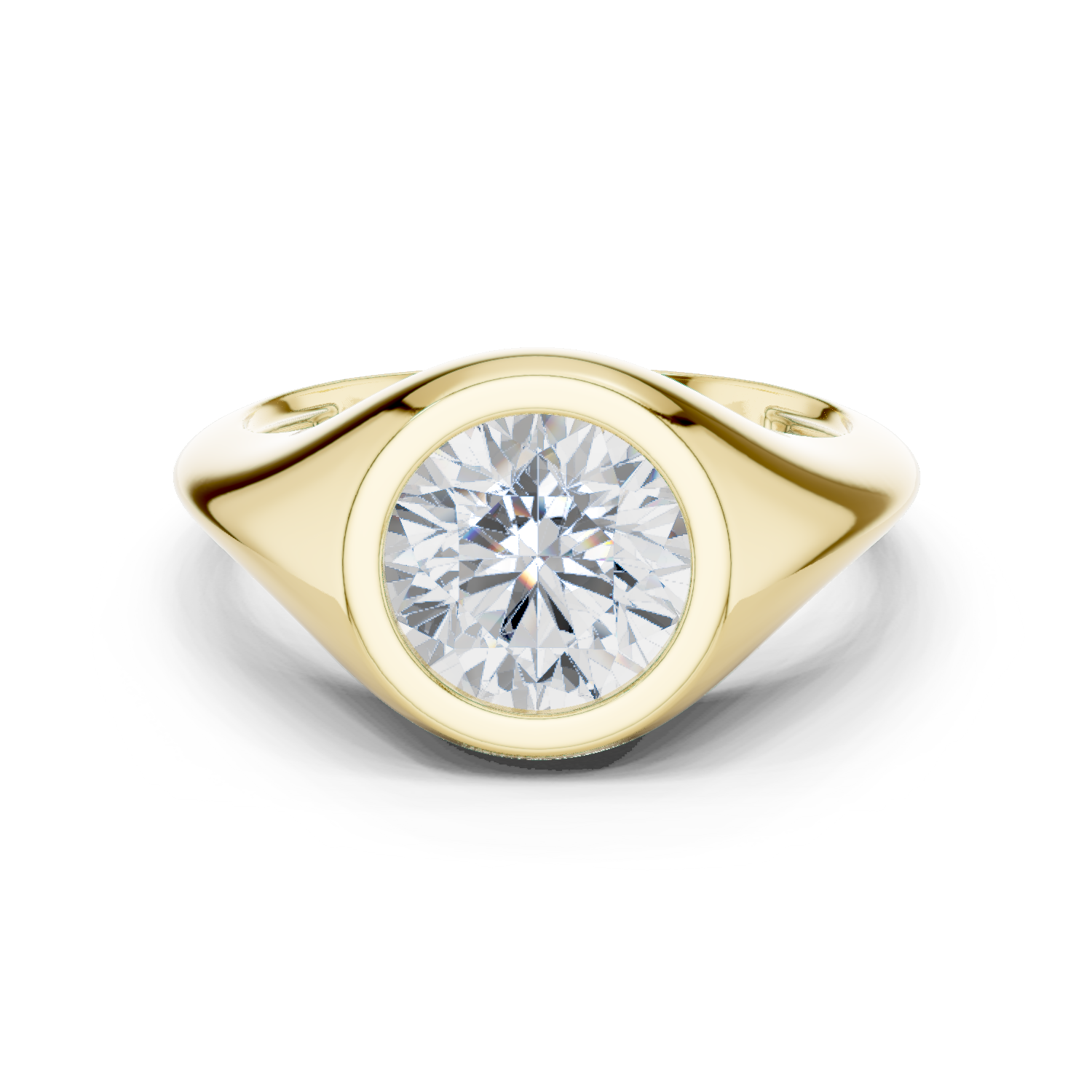 Gold 2Ct Bezel Bold Round Lab Grown Diamond Alvyra Ring