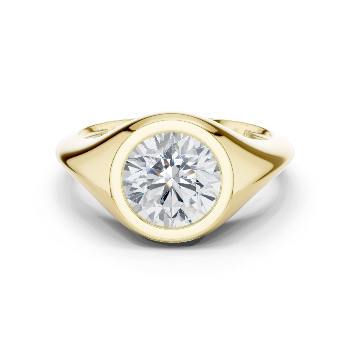 Gold 2Ct Bezel Bold Round Lab Grown Diamond Alvyra Ring