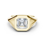 Gold 2Ct Bezel Bold Asscher Lab Grown Diamond Zerelle Ring