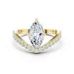 Gold 1Ct Pave Chevron Marquise Lab Grown Diamond Qirel Ring