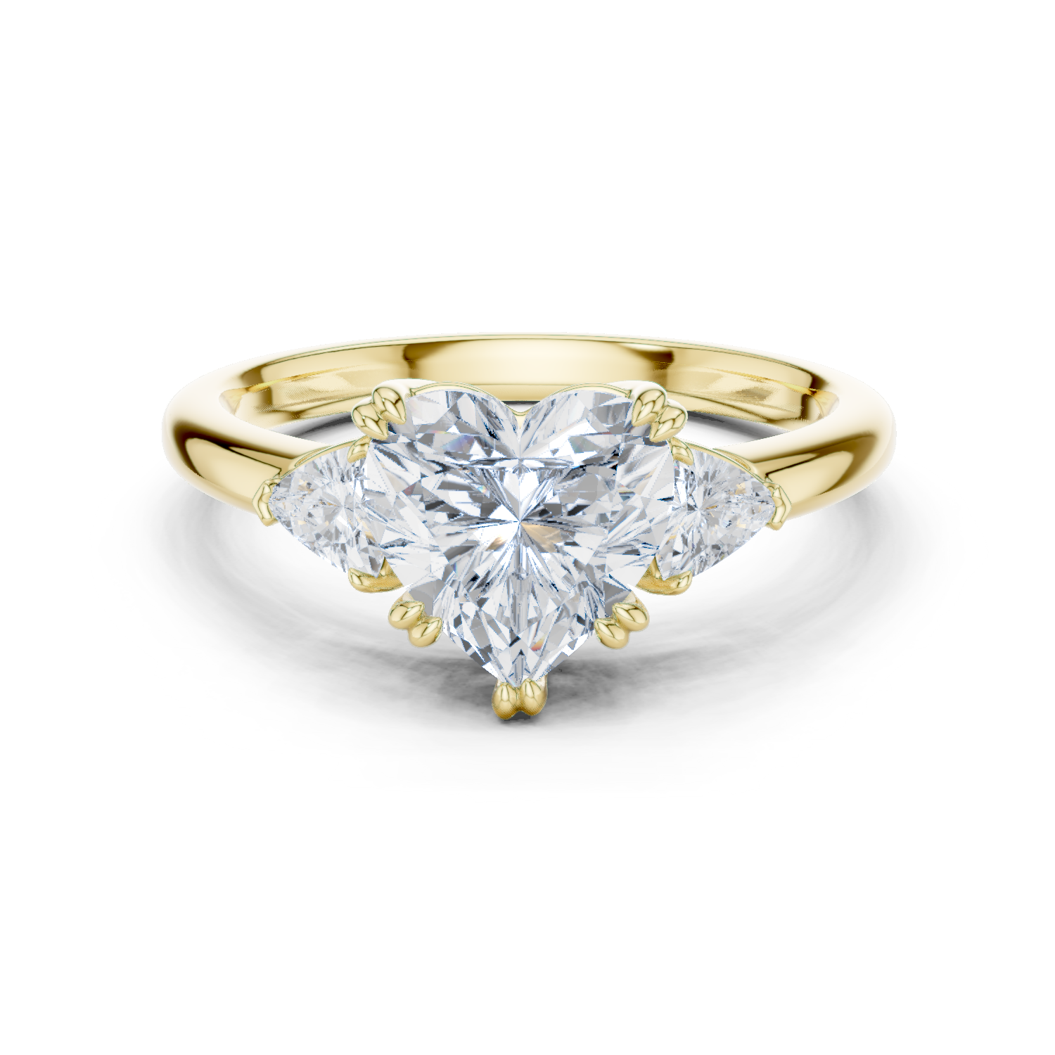 Gold 2 5Ct Three Stone Prong Solitaire Heart Lab Grown Diamond Korin Ring