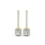 Gold Halo Drop Setting Radiant Lab Grown Diamond Sarela Earring