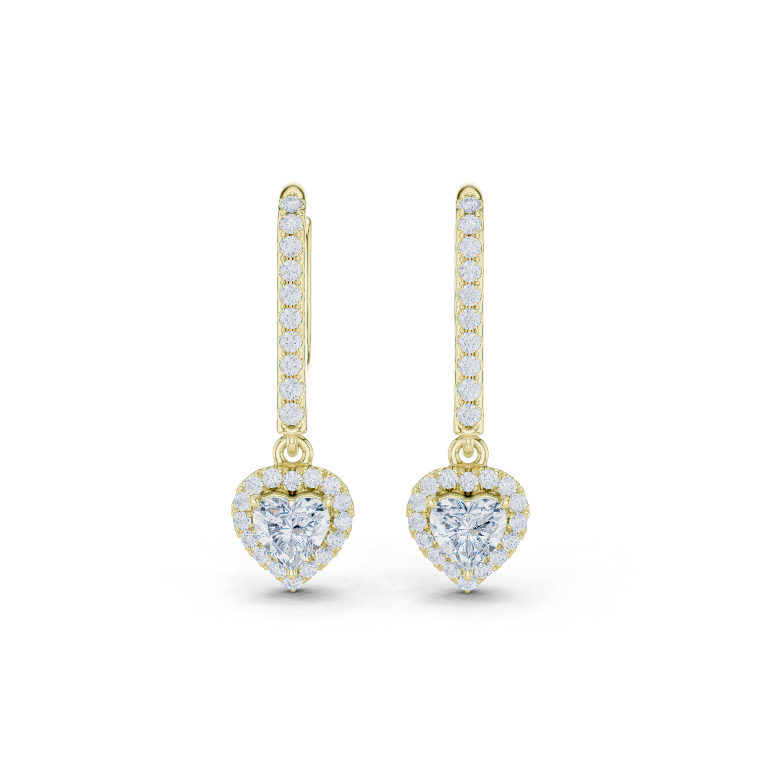 Gold Halo Drop Setting Heart Lab Grown Diamond Solyn Earring