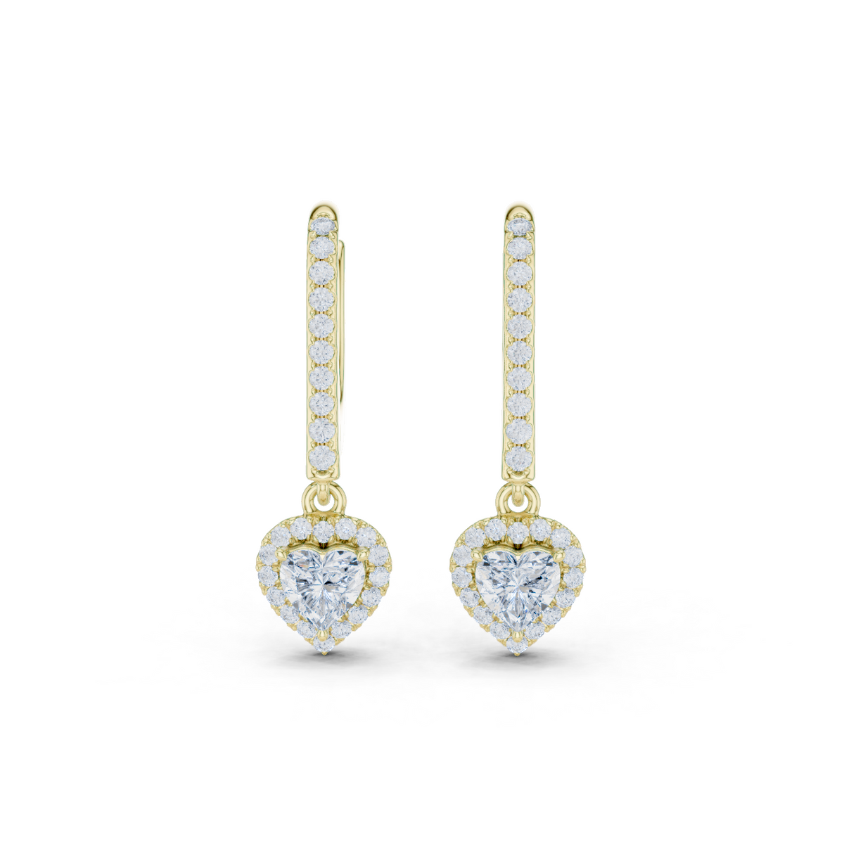 Gold Halo Drop Setting Heart Lab Grown Diamond Solyn Earring