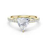 Gold 1 5Ct Pave Solitaire Three Prong Trillion Lab Grown Diamond Ixel Ring