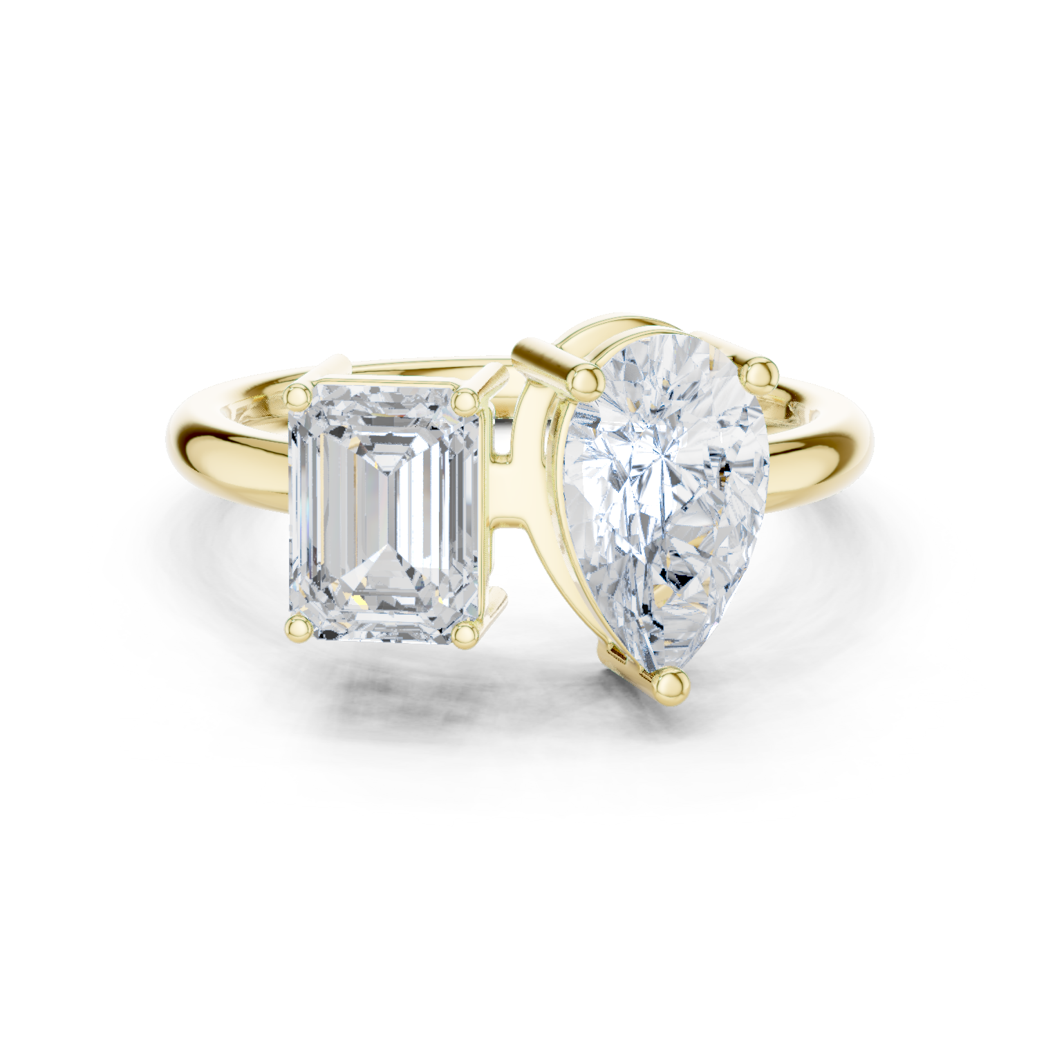 Gold 2Ct Emerald Pear Toi Et Moi Lab Grown Diamond Averix Ring