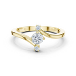 Gold Floral Cluster Prong Round Lab Grown Diamond Arxel Ring