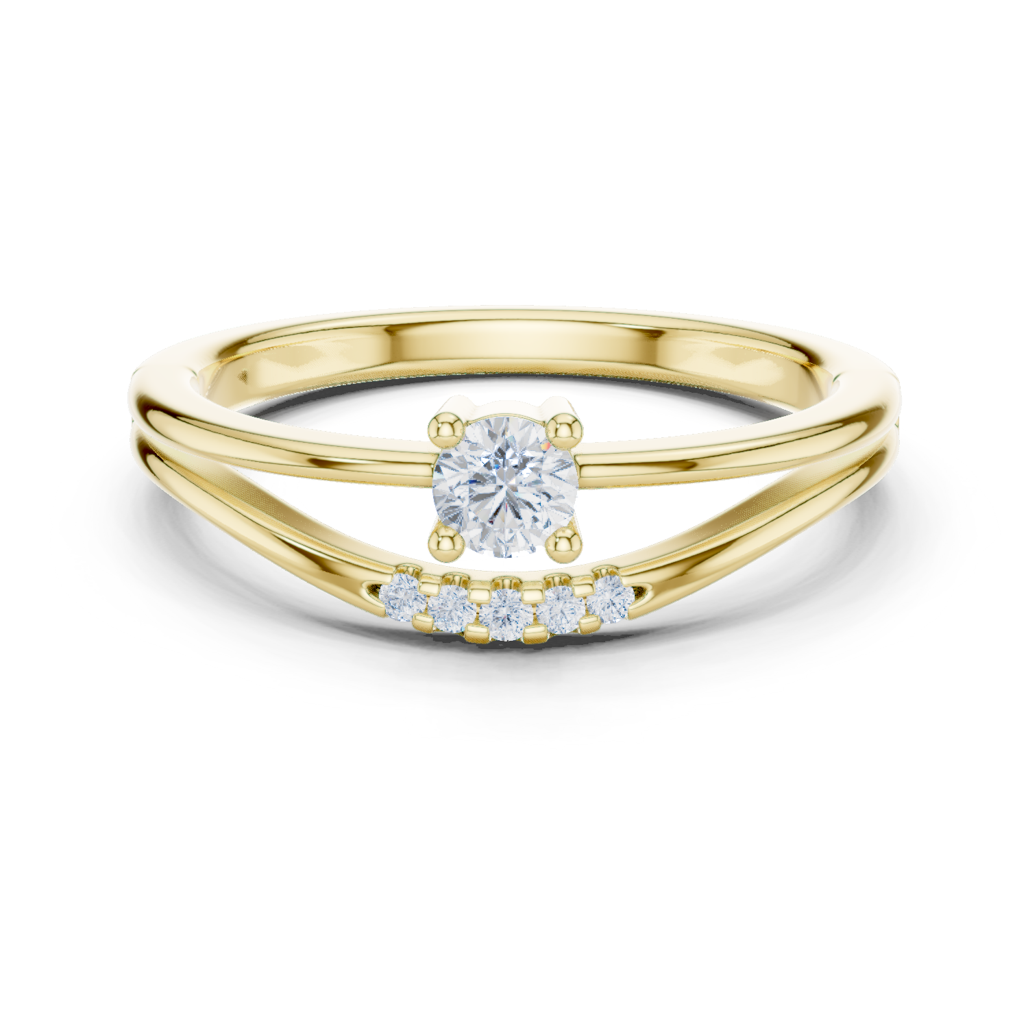 Gold Pave Setting Round Lab Grown Diamond Elora Ring