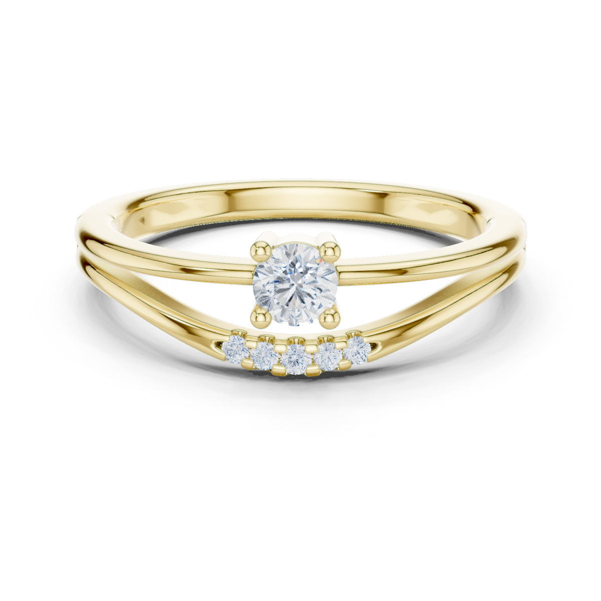 Gold Pave Setting Round Lab Grown Diamond Elora Ring
