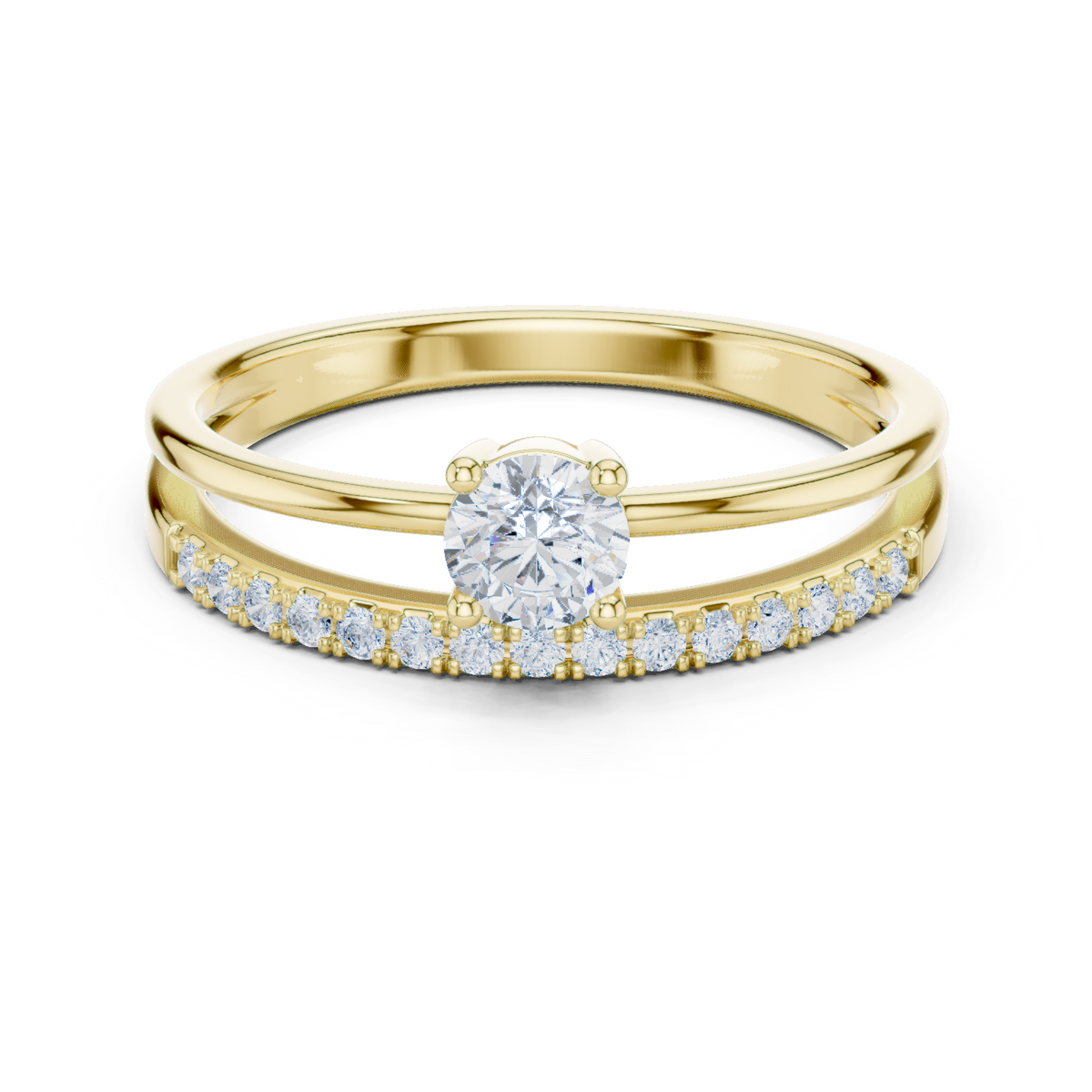 Gold Channel With Solitaire Round Lab Grown Diamond Nirel Ring