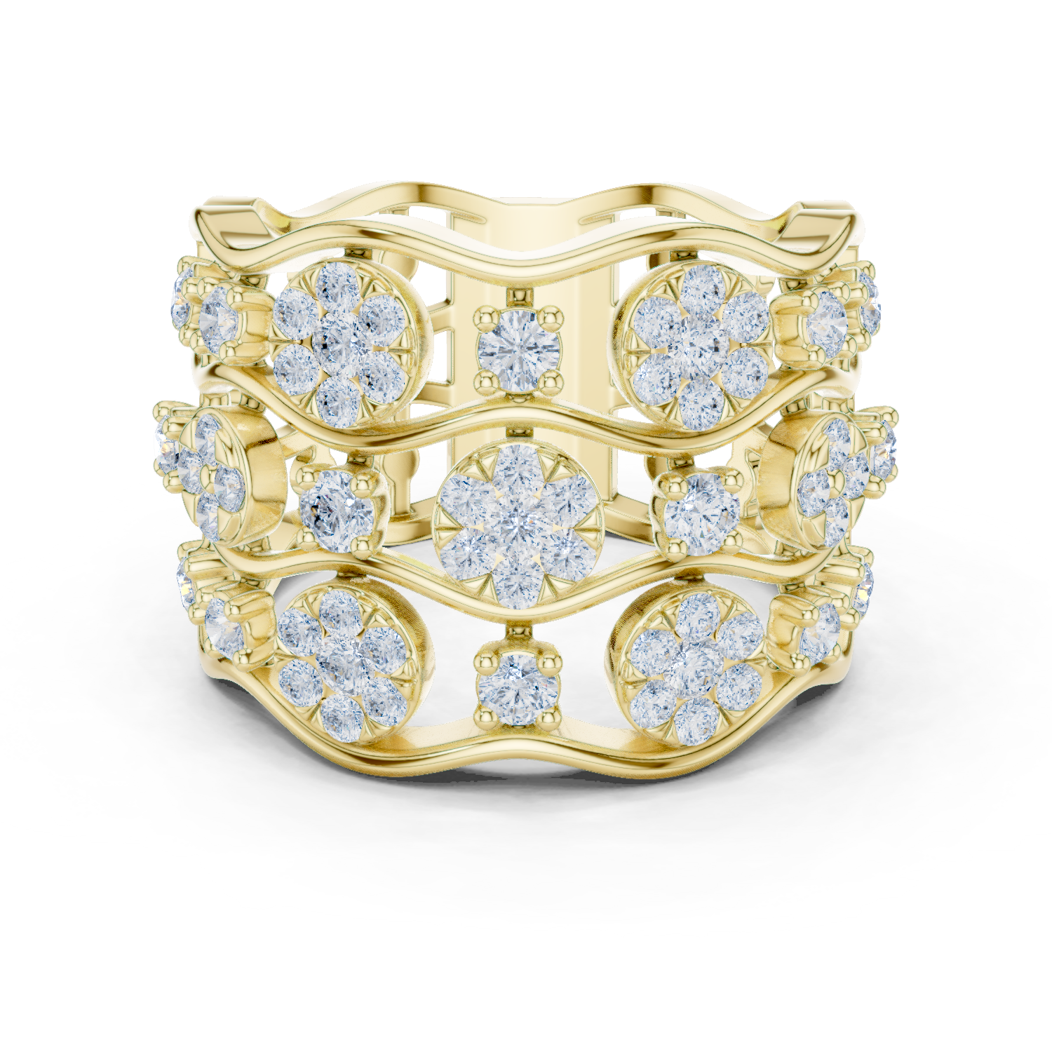 Gold 1Ct Cluster Multi Stone Round Lab Grown Diamond Elvara Ring
