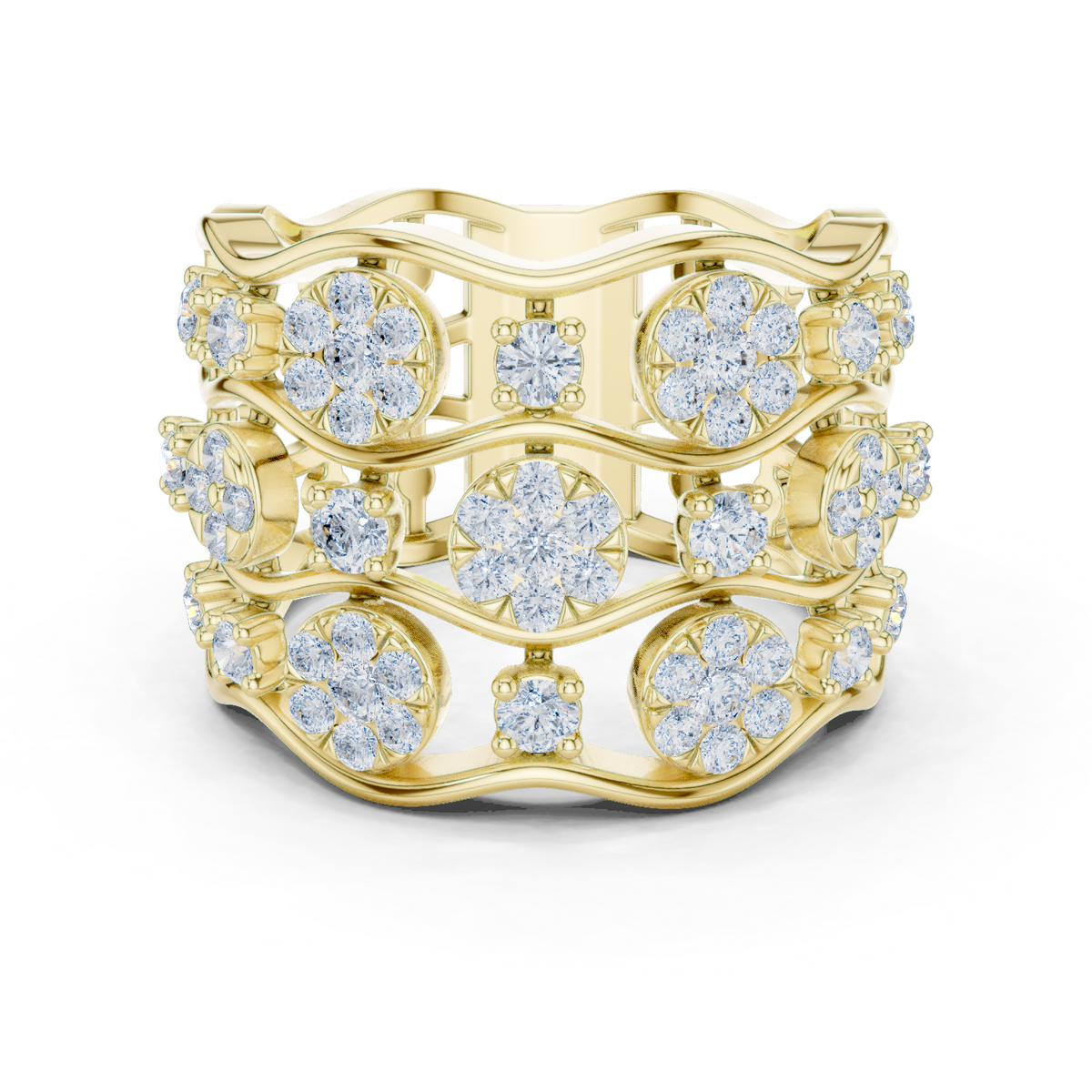 Gold 1Ct Cluster Multi Stone Round Lab Grown Diamond Elvara Ring