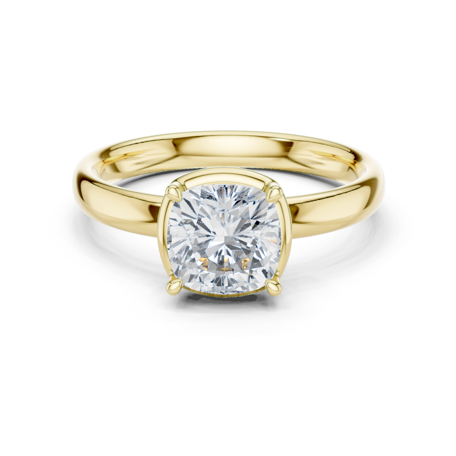 Gold 1 50Ct Solitaire Classic Cushion Lab Grown Diamond Ravix Ring