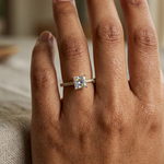 Gold Pave Princess Solitaire Lab Grown Diamond Yalyn Ring